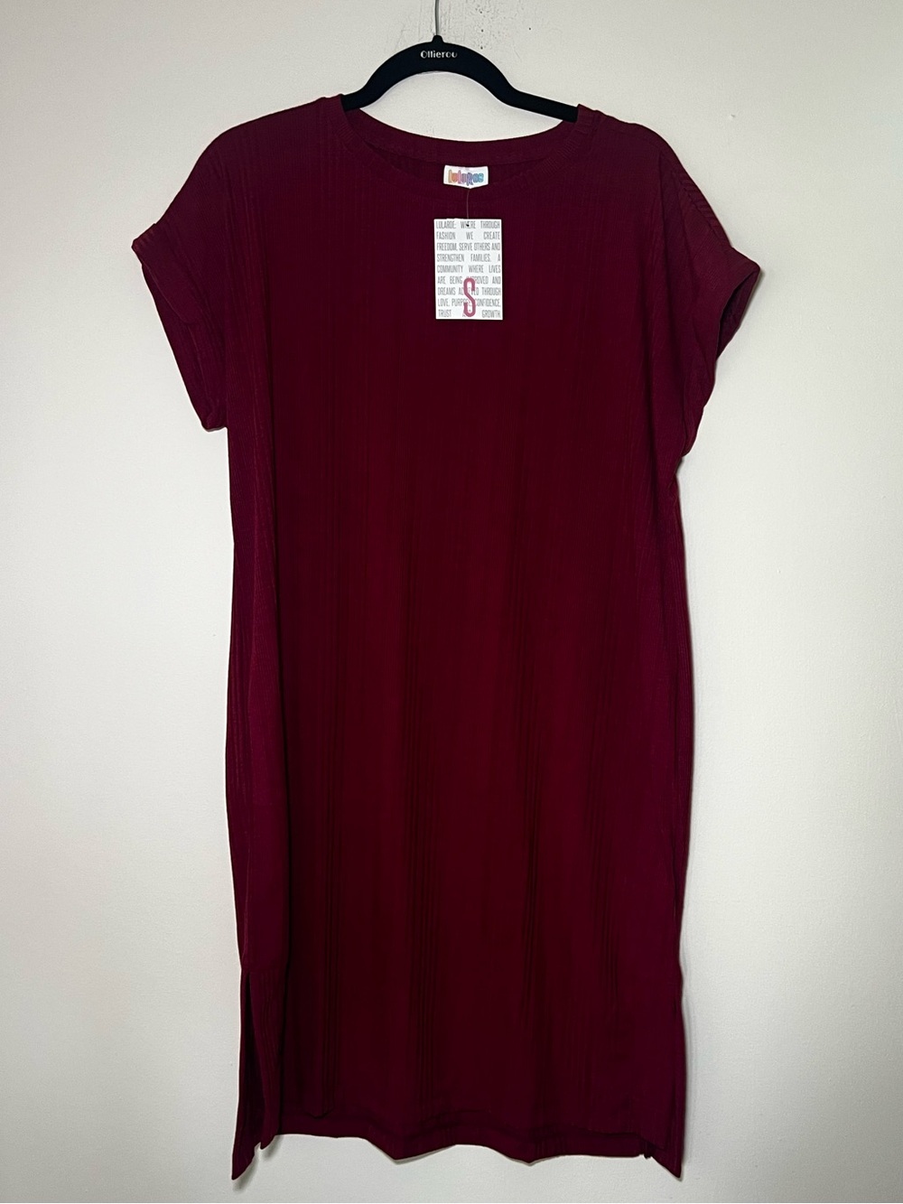 LuLaRoe Chelsea Ribbed Short Sleeve Dress - Deep Wine